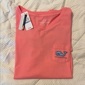 Vineyard Vines Coral Tee with Whale Logo